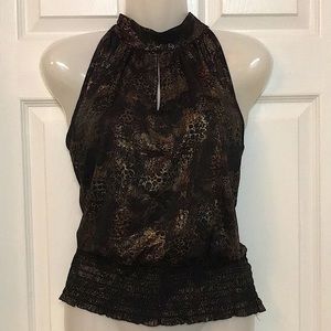 Mock neck sleeveless blouse